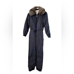 Vintage Bogner one piece snowsuit with faux fur collar